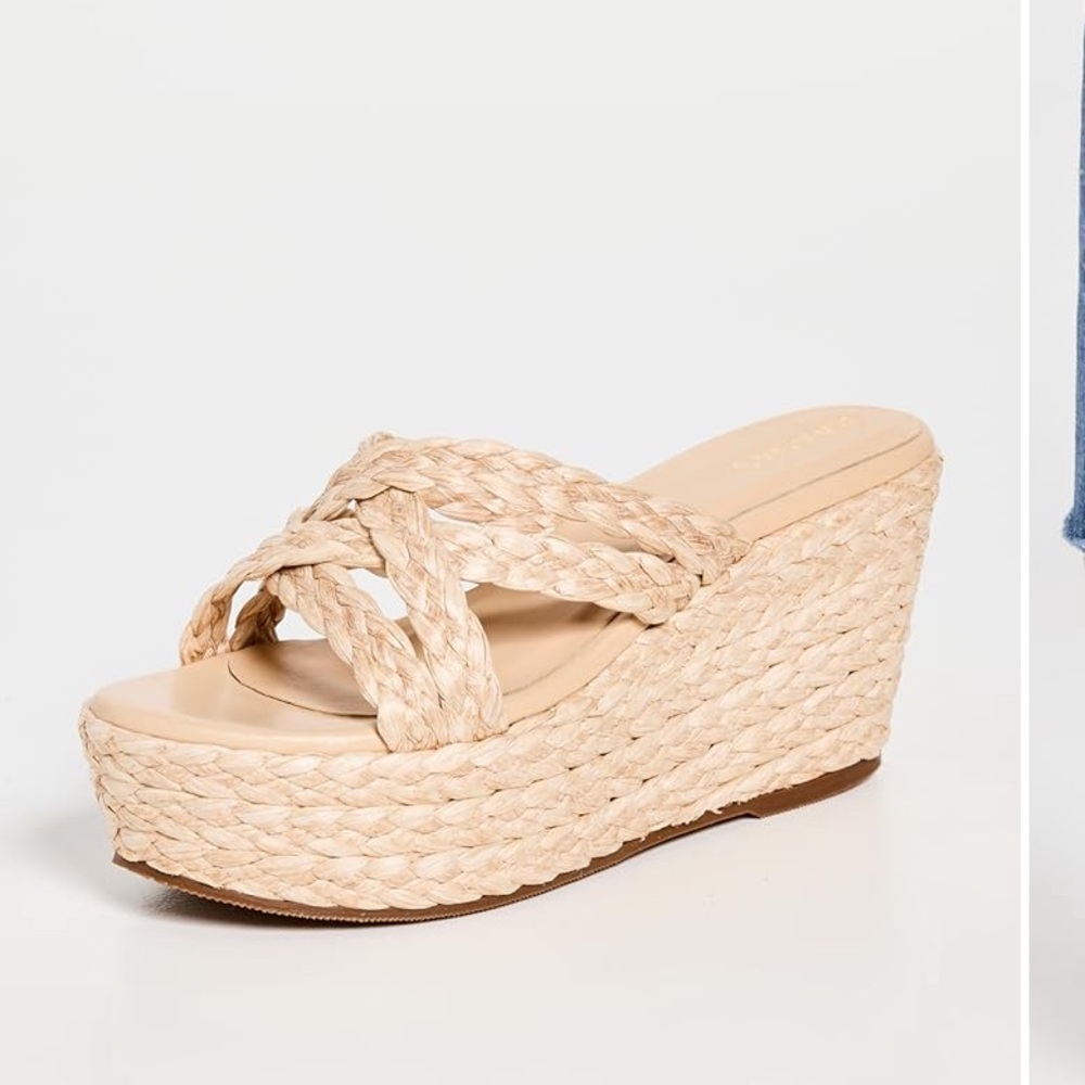 Kaanas X Shopbop Guadalupe criss cross raffia wedges